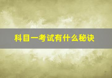 科目一考试有什么秘诀