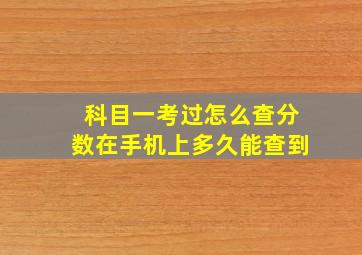 科目一考过怎么查分数在手机上多久能查到