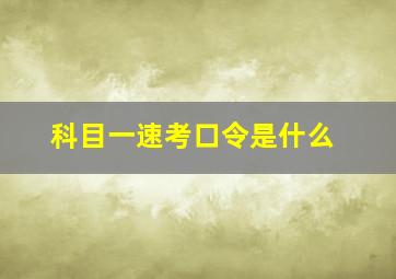 科目一速考口令是什么