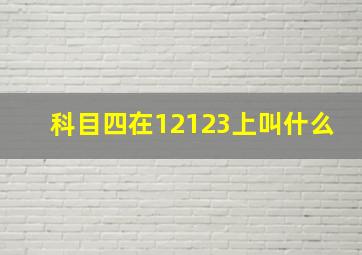 科目四在12123上叫什么