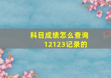 科目成绩怎么查询12123记录的