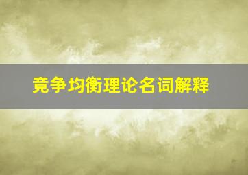 竞争均衡理论名词解释