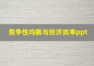 竞争性均衡与经济效率ppt