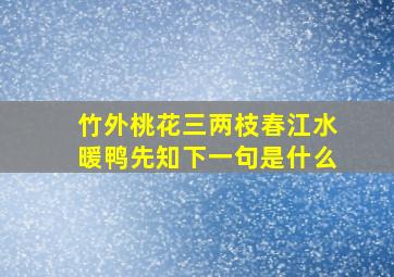 竹外桃花三两枝春江水暖鸭先知下一句是什么