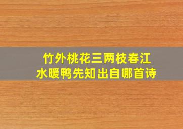 竹外桃花三两枝春江水暖鸭先知出自哪首诗