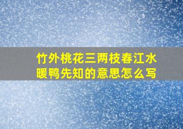 竹外桃花三两枝春江水暖鸭先知的意思怎么写