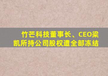 竹芒科技董事长、CEO梁凯所持公司股权遭全部冻结