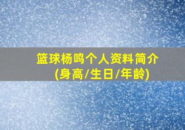 篮球杨鸣个人资料简介(身高/生日/年龄)