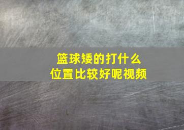 篮球矮的打什么位置比较好呢视频