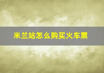 米兰站怎么购买火车票