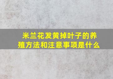 米兰花发黄掉叶子的养殖方法和注意事项是什么