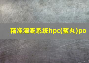 精准灌溉系统hpc(蜜丸)po