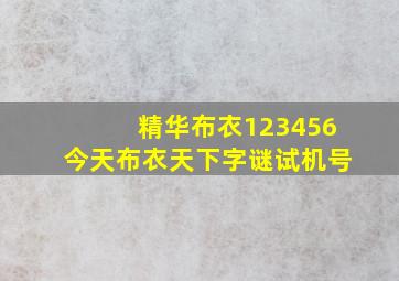 精华布衣123456今天布衣天下字谜试机号