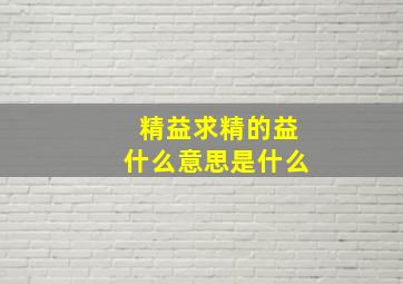 精益求精的益什么意思是什么