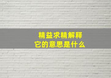 精益求精解释它的意思是什么