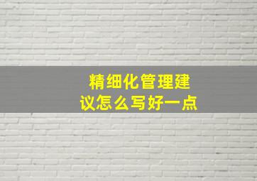 精细化管理建议怎么写好一点