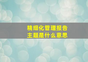 精细化管理报告主题是什么意思