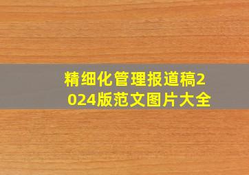 精细化管理报道稿2024版范文图片大全