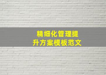 精细化管理提升方案模板范文