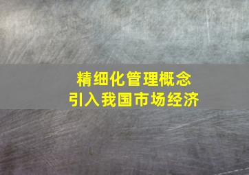 精细化管理概念引入我国市场经济