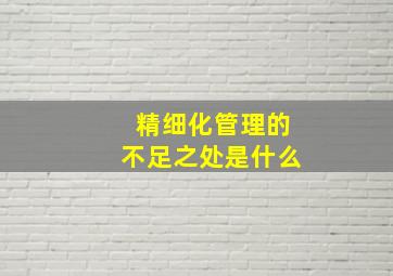 精细化管理的不足之处是什么