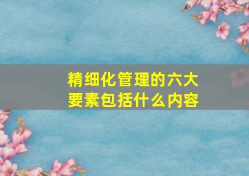 精细化管理的六大要素包括什么内容