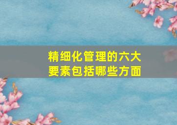 精细化管理的六大要素包括哪些方面