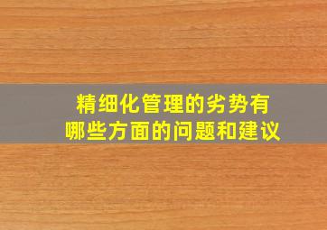 精细化管理的劣势有哪些方面的问题和建议