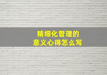 精细化管理的意义心得怎么写