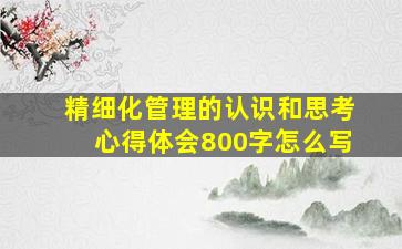 精细化管理的认识和思考心得体会800字怎么写