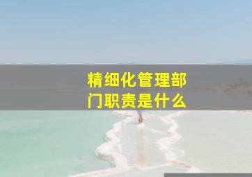 精细化管理部门职责是什么