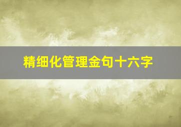 精细化管理金句十六字