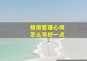 精细管理心得怎么写好一点