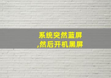 系统突然蓝屏,然后开机黑屏