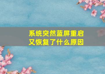 系统突然蓝屏重启又恢复了什么原因