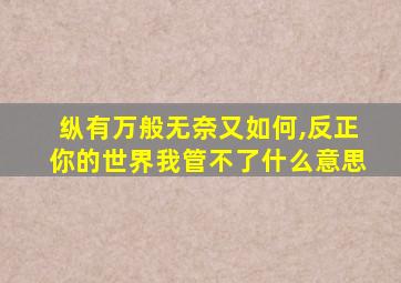 纵有万般无奈又如何,反正你的世界我管不了什么意思