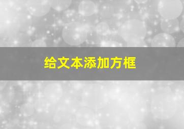 给文本添加方框