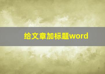 给文章加标题word