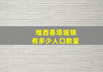 维西县塔城镇有多少人口数量