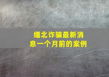 缅北诈骗最新消息一个月前的案例