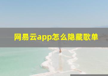 网易云app怎么隐藏歌单