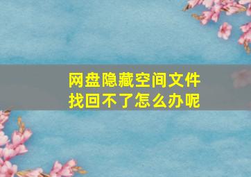 网盘隐藏空间文件找回不了怎么办呢