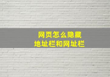 网页怎么隐藏地址栏和网址栏