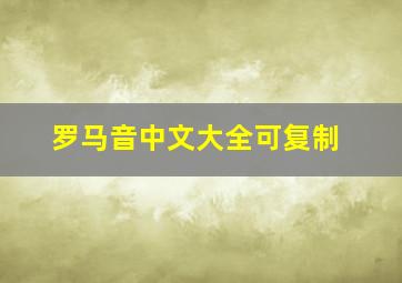 罗马音中文大全可复制