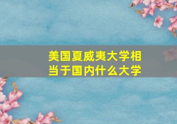 美国夏威夷大学相当于国内什么大学