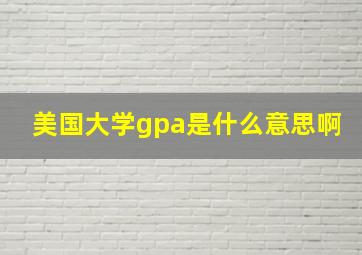 美国大学gpa是什么意思啊