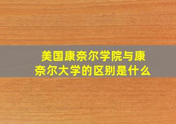 美国康奈尔学院与康奈尔大学的区别是什么