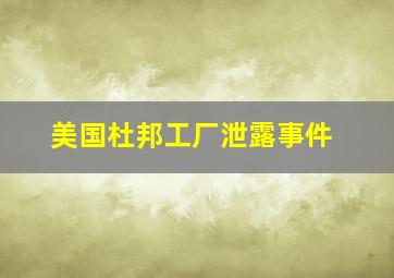 美国杜邦工厂泄露事件