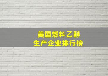 美国燃料乙醇生产企业排行榜