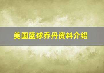 美国篮球乔丹资料介绍